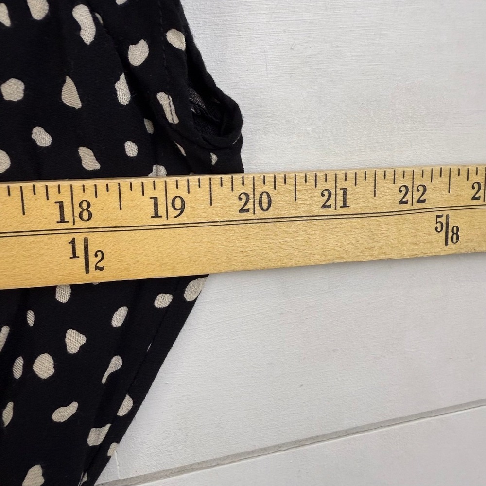 Rails Karla Spot Print Mini Dress Black Ivory Button Front Smocked Waist M - Picture 6 of 7
